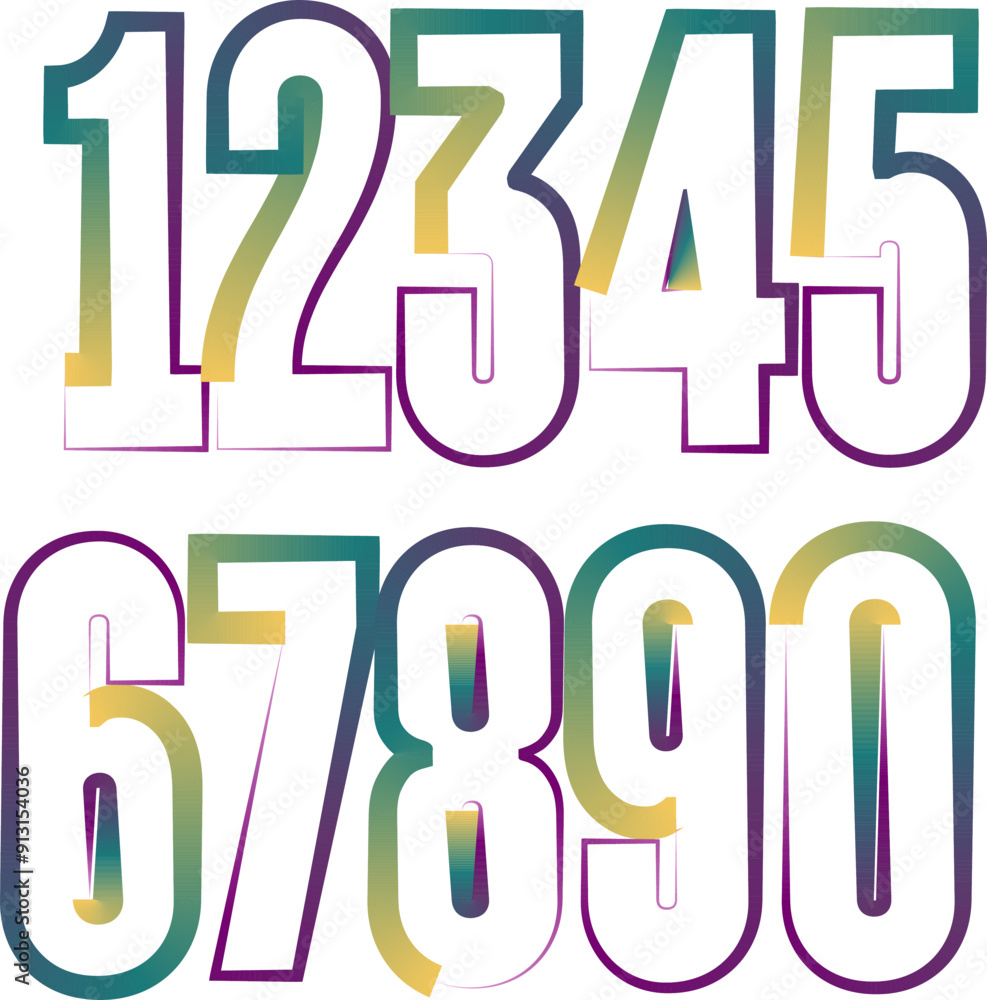 Fototapete vector set of numbers, set numbers, gradient numbers