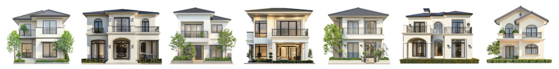 Fototapeta premium Contemporary suburb house png cut out element set