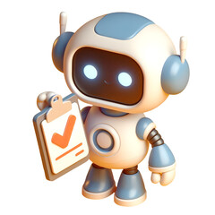 3D Cute Robot With Approved Check Mark