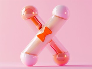 Futuristic medical device design with transparent capsules and glowing elements on pink background