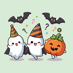 Halloween element vector collection and pumpkin illustration