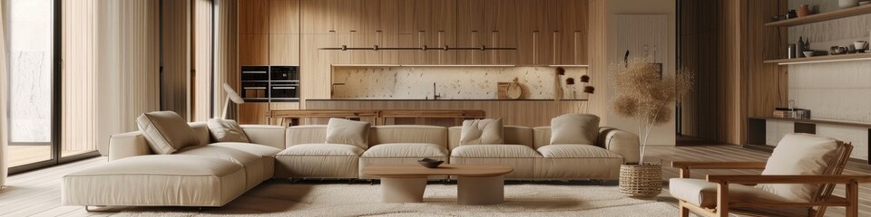 Warm and Cozy Scandinavian Wooden Interior in Beige Tones