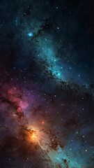 Obraz premium Abstract unique background of astronomical space illustration in endless infinity, combination of catchy colors on black theme