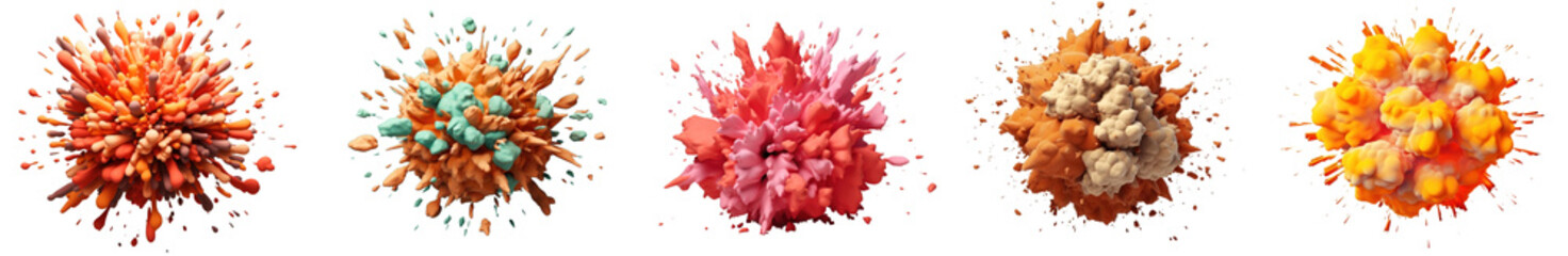 Naklejka premium 3d color explosion png cut out element set