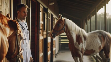 The veterinarian with horses