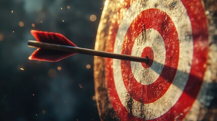 professional sign with a bullseye target and an arrow hitting the center, symbolizing successful business goal achievement.