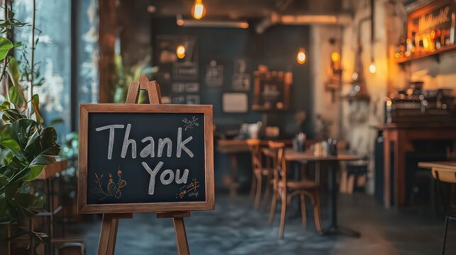 sign featuring "Thank You" with artistic elements, such as hand-drawn illustrations or graphic designs, placed in a creative workspace or gallery.