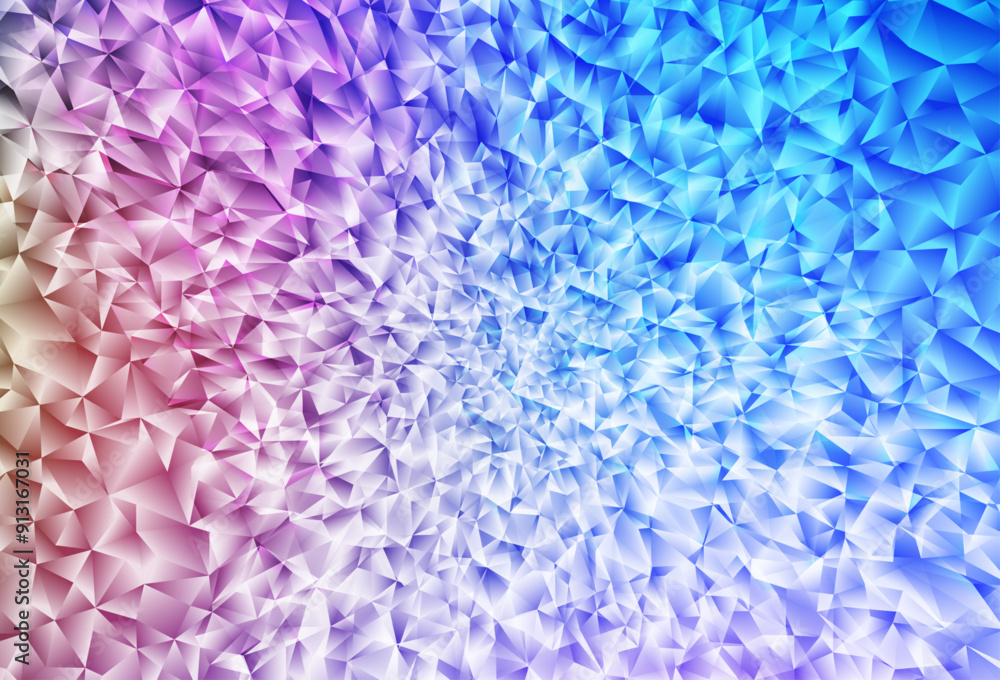 Poster light blue, red vector polygonal pattern.