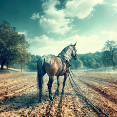 horse in the field generative IA