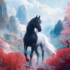 horse in the forest generative IA