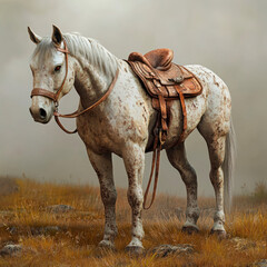 horse in a stable generative IA