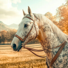 horse in the field generative IA