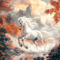 horse in the mountains generative IA