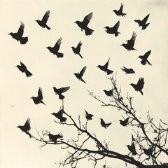 birds on a branch generative IA