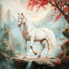 horse in the woods generative IA
