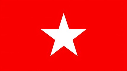 Red star flag decoration with a shiny gold icon