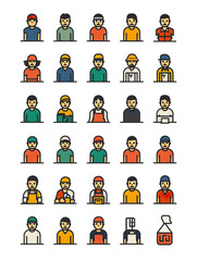 Fototapeta premium Collection of Diverse Male Characters Wearing Various Outfits, generative ai image