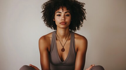 social media yoga fitness influencer, neutral background, 16:9