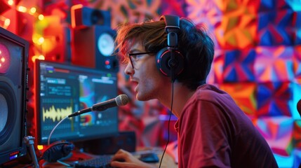 Fototapeta premium The Man Recording Podcast