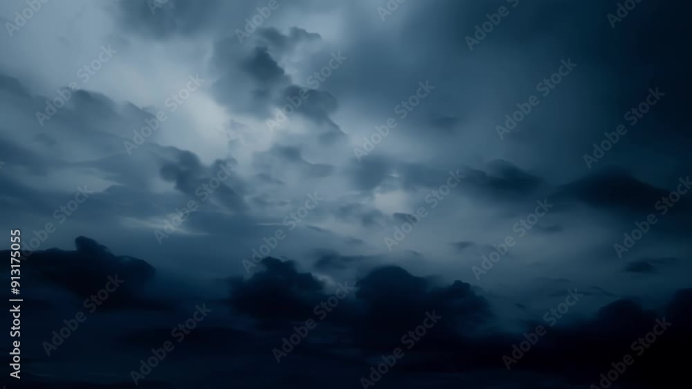 Poster a captivating display of dark, swirling clouds fills the twilight sky, casting shadows and creating 