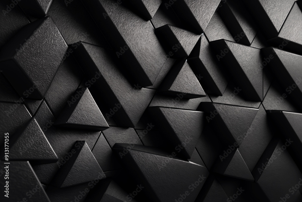 Poster abstract geometric texture with intersecting black triangles. dark background of geometric shapes an