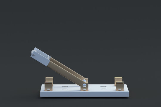 One knife switch on black background. Retro electric equipment. Copy space. 3d render