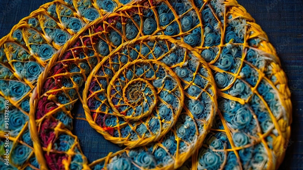 Poster Intricate Spirals Reflecting Fibonacci Patterns in Nature Beautiful Woven Design