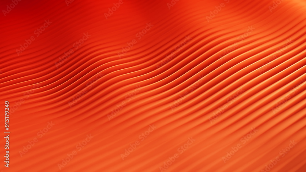 Poster abstract background with many wavy orange slices and shallow dof. paper cuts minimalistic backdrop. 