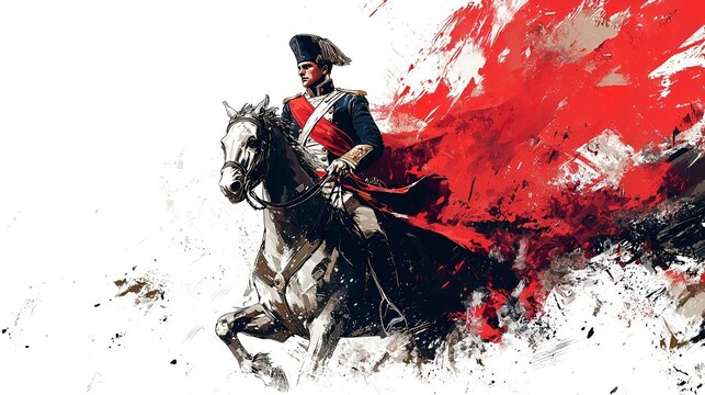 Napoleon on Horseback, Red Background.