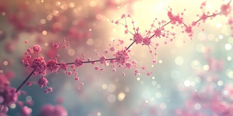 Fototapeta premium A soft, blurred background featuring delicate microbiological structures in shades of white and magenta