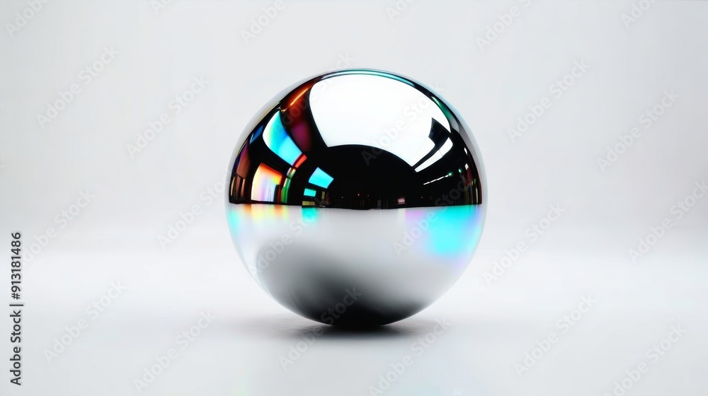 Poster Shiny Glass Ball on White Table