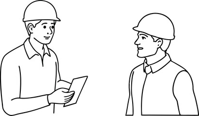 Construction Workers Discussing Plans on Construction Site