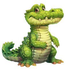 Fototapeta premium Alligator Time element fantasy cartoon isolated whitebackground 16:9