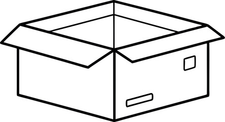Open Cardboard Box Vector Illustration Simple Outline