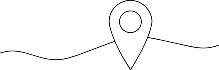 Simple Map Location Pin Icon On Wavy Line