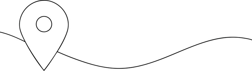 Minimalistic Location Pointer Line Art on White Background