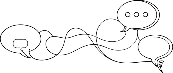 Continuous Line Drawing Of Speech Bubbles With Scribble Design