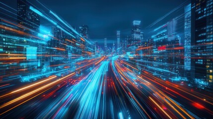 Fototapeta premium Cityscape with Lights Trails