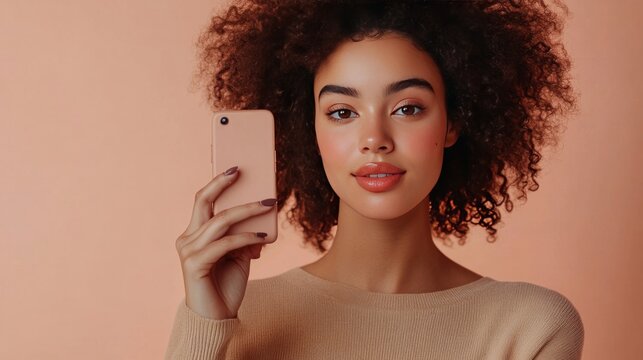 cute brown hair young girl, social media make up influencer, neutral background 16:9