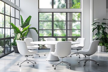 Modern empty blank interior office room for work, Mockup Frame-Minimalistic concrete coworking office