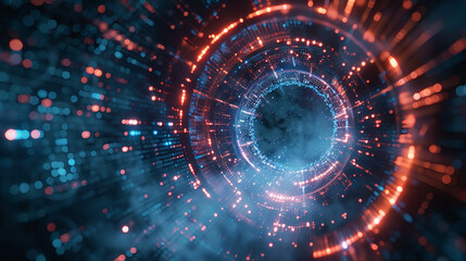 Fototapeta premium Futuristic fiber technology optic swirl background, lights of fractal realms