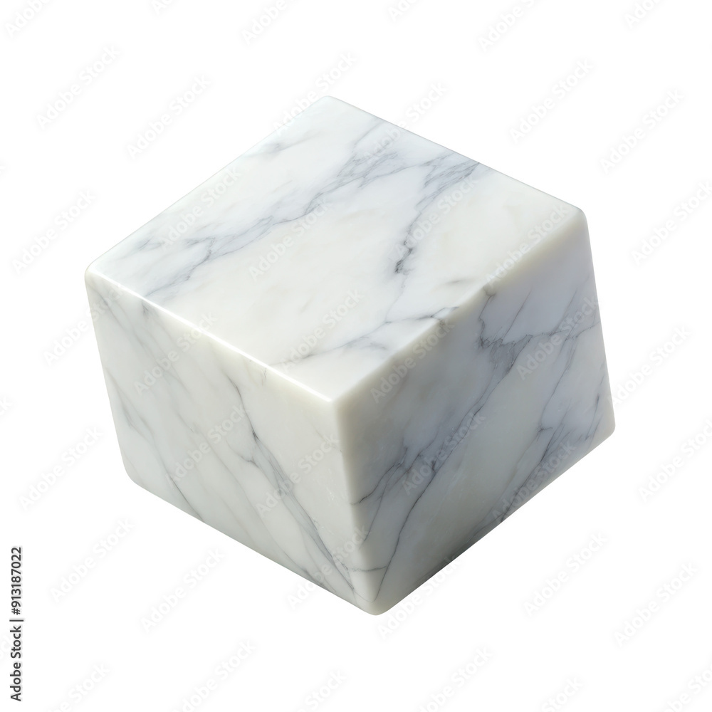 Poster marble cube with white veins showcasing a sleek and elegant stone design with natural veining patter