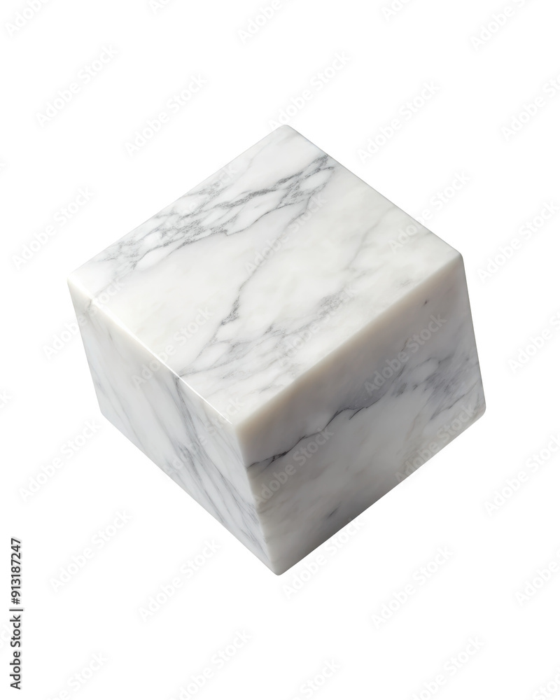Poster marble cube with gray veins showcasing a sleek and elegant stone design with natural veining pattern