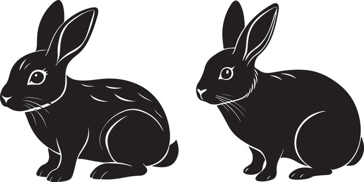  Vector silhouette image of Mini lop Rabbit