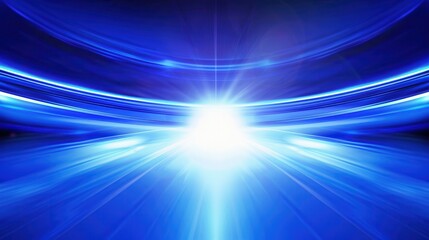 A vibrant blue light burst with smooth beams radiating from the center, creating a sense of motion and energy.