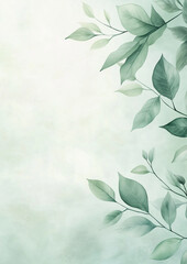 Green floral background. Foliage watercolor border. Generative AI.