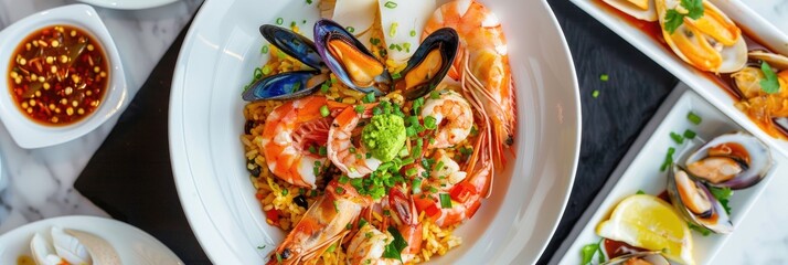 Contemporary fusion cuisine featuring creatively prepared seafood dishes