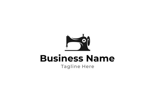 sewing machine vector logo with flat design
