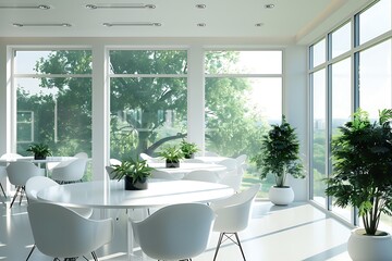 Modern empty blank interior office room for work, Mockup Frame-Minimalistic concrete coworking office