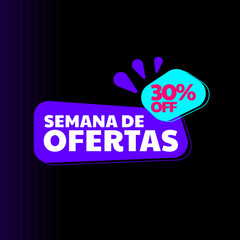 Vetor Semana de Ofertas 30% Off Marketing Social Media 